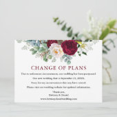 Carte de changement de plans de mariage floral bur (Debout devant)