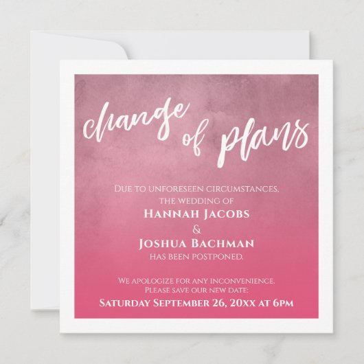 Carte de changement de régime du Mariage reportée  (Devant)