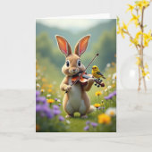 Carte de chanson du Lapin et de l'Oiseau (Fleur jaune)