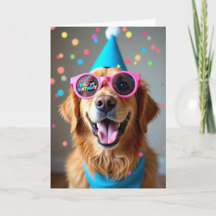 Carte de Chapeau de Chien d'Anniversaire Joyeux