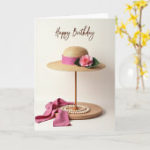 Carte de chapeau de paille d'anniversaire douce (Fleur jaune)