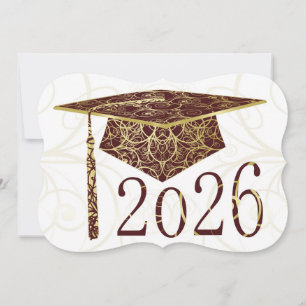 Carte de chapeau floral bordeaux et or 2026