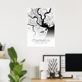 Carte de Charleston - Caroline du Sud - Poster de  (Bureau à domicile)