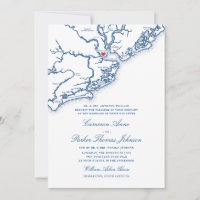 Carte de Charleston SC Élégant Mariage Bleu Marine