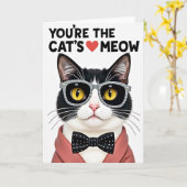 Carte de chat à nœud papillon tacheté (Fleur jaune)