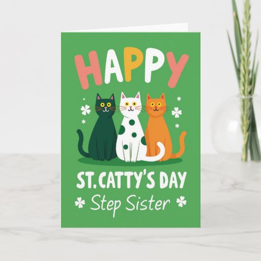 Carte de chat à pois verts (Devant)