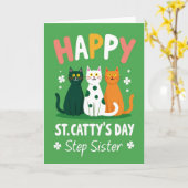 Carte de chat à pois verts (Fleur jaune)