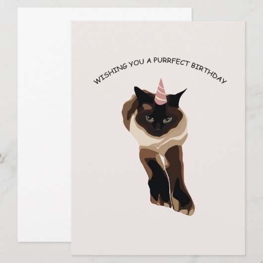 Carte de chat d'anniversaire (Devant / Derrière)