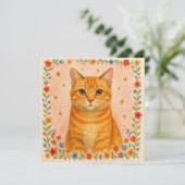 Carte de chat de fleurs. (Debout devant)