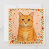 Carte de chat de fleurs. (Devant)