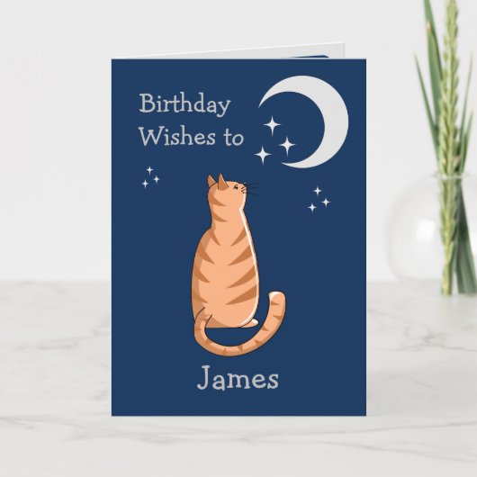 Carte de chat de gingembre de la lune (Devant)