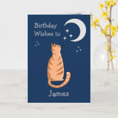 Carte de chat de gingembre de la lune (Fleur jaune)