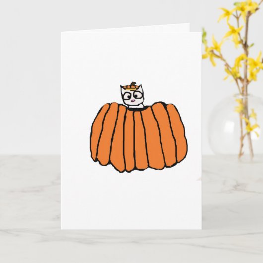 Carte de chat de Halloween (Fleur jaune)