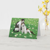 Carte de chat de mariage drôle mignonne meilleure (Fleur jaune)