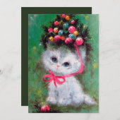 Carte de chat de Noël rétro vintage (Devant / Derrière)