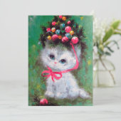 Carte de chat de Noël rétro vintage (Debout devant)