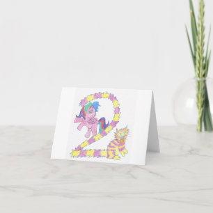 Carte de chat et de poney pour un enfant de deux a