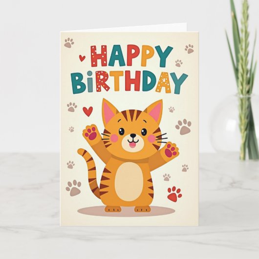 Carte de chat fantaisiste joyeuse (Devant)