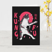 Carte de chat Kung Fu (Fleur jaune)