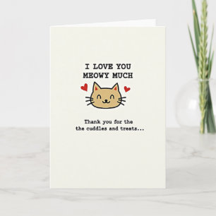 Carte de chat mignon Merci Meowy Love