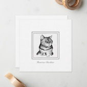 Carte de chat noir et blanc à aire courte américai (Devant/Arrière en situation)