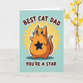 Carte de chat orange meilleur papa art (Fleur jaune)