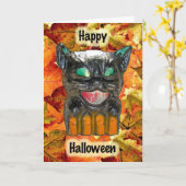 Carte de chat Papier Mache Halloween (Fleur jaune)