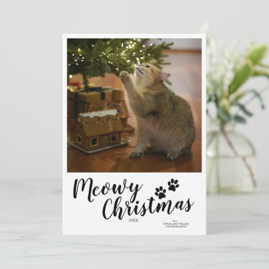Carte de chat personnalisée pour le script de Noël (Debout devant)