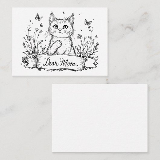 Carte de chat pour maman. (Devant / Derrière)