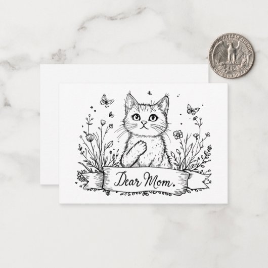 Carte de chat pour maman. (Devant/Arrière en situation)