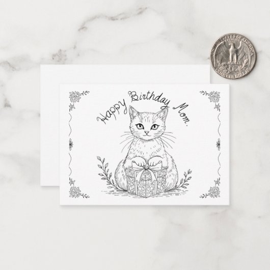 Carte de chat pour maman. (Devant/Arrière en situation)