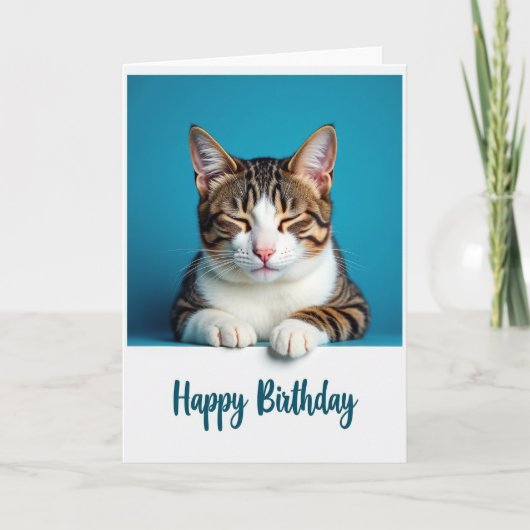 Carte de chat rayé joyeux (Devant)