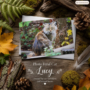 Carte de chat sauvage assise dans les bois Photo p