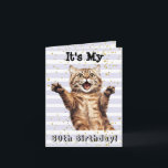 Carte de chat Super Cute Tabby 30th Birthday<br><div class="desc">Lavender Purple Stripes avec Pois d'or fait de cette carte d'anniversaire unique le cadeau Purrfect pour tous avec une affection pour les Chats et les Chatons. Envoyez cette carte d'anniversaire de chats amusants au Chat le plus frais. But pour célébrer le 30e anniversaire de l'Amoureux des chats dans votre vie,...</div>