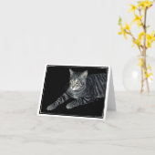 Carte de chat Tabby "Le Mouser" (Fleur jaune)