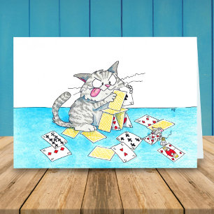 Carte de château de carte de chat mignon