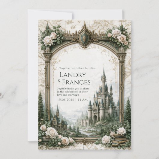 Carte de Château Ivory Rose pour Mariage (Devant)