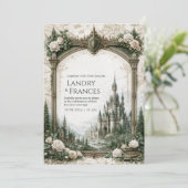 Carte de Château Ivory Rose pour Mariage (Debout devant)