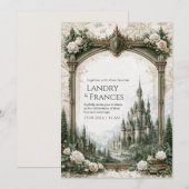 Carte de Château Ivory Rose pour Mariage (Devant / Derrière)