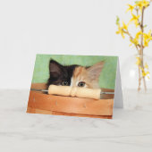 Carte de chaton de calicot de délivrance de chat (Fleur jaune)