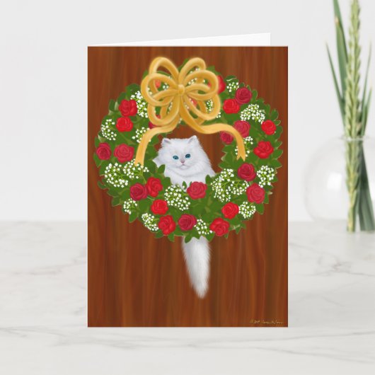 Carte de chaton de couronne de vacances (Devant)