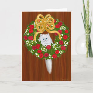 Carte de chaton de couronne de vacances