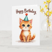 Carte de chaton orange adorable (Fleur jaune)