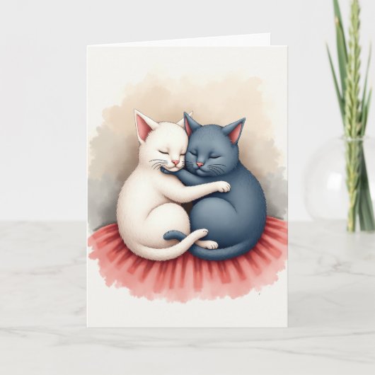 Carte de chats adorables s'étreignant (Devant)