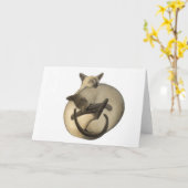 Carte de chats Yin Yang Siamese (Fleur jaune)