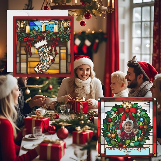 Carte de chaussette de Noël Faux vitrail