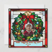 Carte de chaussette de Noël Faux vitrail (Dos)