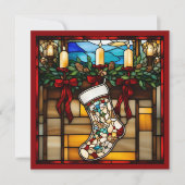 Carte de chaussette de Noël Faux vitrail (Devant)
