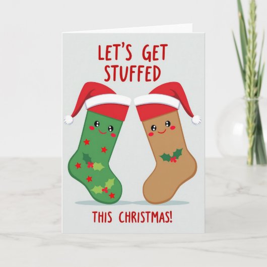 Carte de chaussette de Noël remplie (Devant)