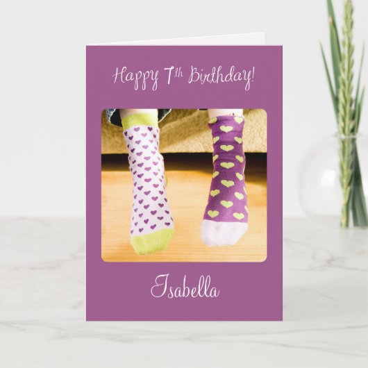 Carte de chaussettes folles pour 7e anniversaire a (Devant)